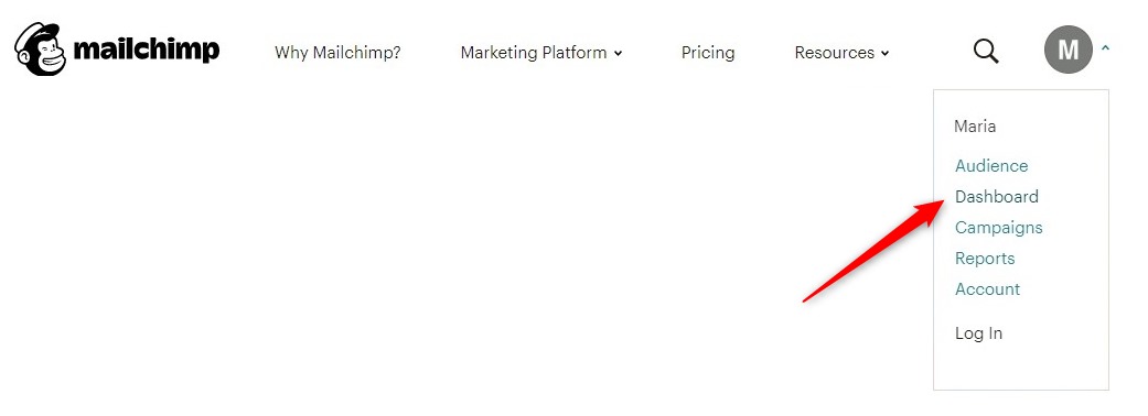 Mailchimp dashboard