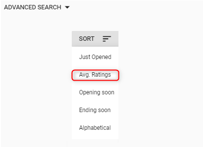 Sort by the average ratings